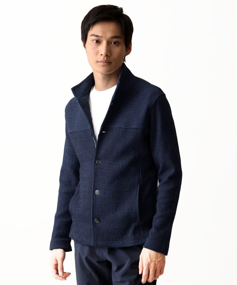 MKCDC24135 MK MICHEL KLEIN HOMME(MKミッシェルクランオム) 【イージーケア】ラッセルスタンドカーディガン ネイビー
