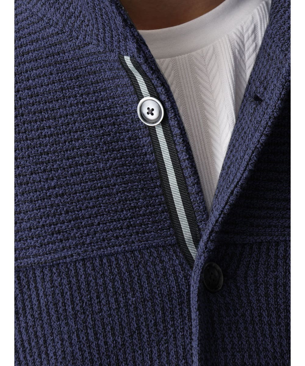 MKCDC24135 MK MICHEL KLEIN HOMME(MKミッシェルクランオム) 【イージーケア】ラッセルスタンドカーディガン ネイビー