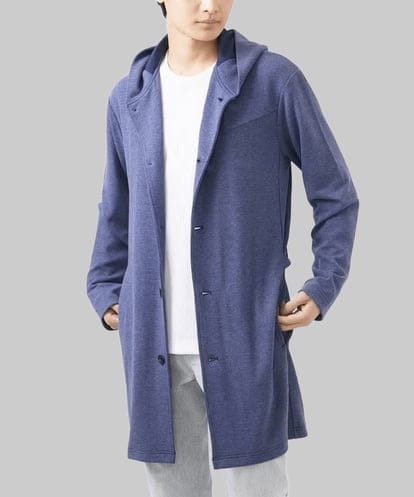 MKCDC25130 MK MICHEL KLEIN HOMME 【残りわずか/在庫限り/洗濯機で洗える/男女兼用】フードカーディガン/2トーンシングルストライプ