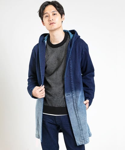 MKCDX27160 MK MICHEL KLEIN HOMME 【残りわずか／秋春兼用】グラデーションデニムジャージ ロングパーカー