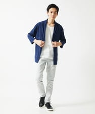 MKCGC03080 MK MICHEL KLEIN HOMME(MKミッシェルクランオム) 【在庫限り！/洗える/７分袖】 シフォンヨウリュウカーディガン ブルー
