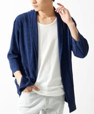 MKCGC03080 MK MICHEL KLEIN HOMME(MKミッシェルクランオム) 【在庫限り！/洗える/７分袖】 シフォンヨウリュウカーディガン ブルー