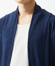 MKCGC03080 MK MICHEL KLEIN HOMME(MKミッシェルクランオム) 【在庫限り！/洗える/７分袖】 シフォンヨウリュウカーディガン ブルー