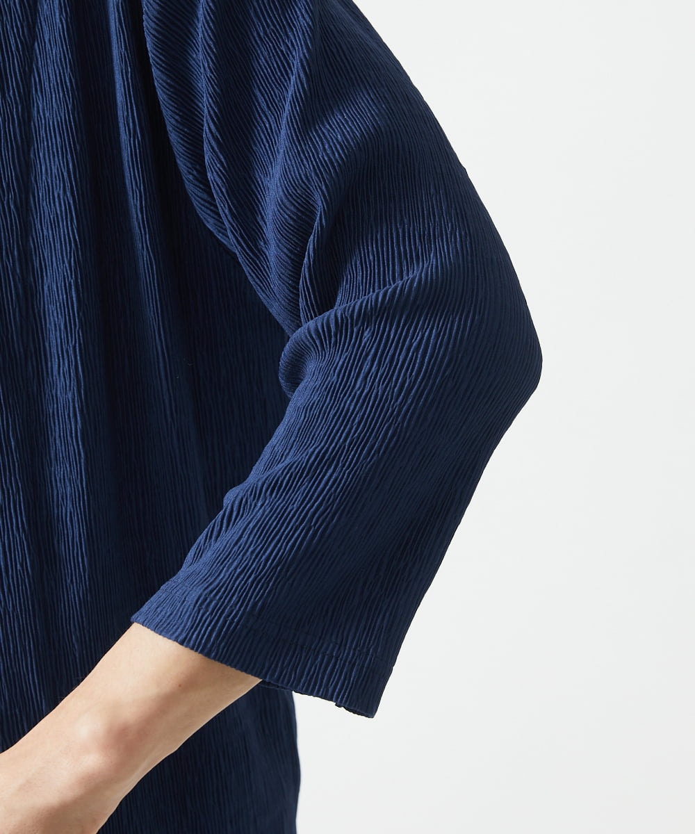 MKCGC03080 MK MICHEL KLEIN HOMME(MKミッシェルクランオム) 【在庫限り！/洗える/７分袖】 シフォンヨウリュウカーディガン ブルー