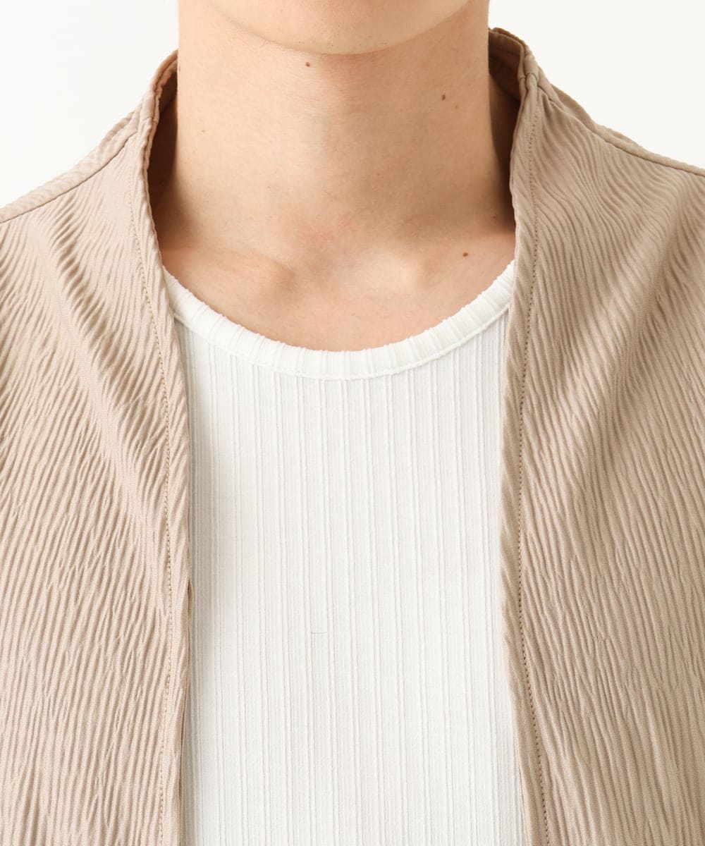 MKCGC03080 MK MICHEL KLEIN HOMME(MKミッシェルクランオム) 【在庫限り！/洗える/７分袖】 シフォンヨウリュウカーディガン アイボリー