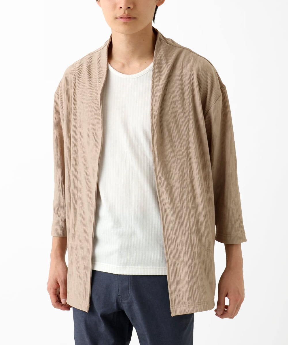 MKCGC03080 MK MICHEL KLEIN HOMME(MKミッシェルクランオム) 【在庫限り！/洗える/７分袖】 シフォンヨウリュウカーディガン アイボリー