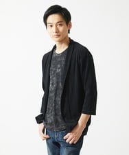 MKCGC03080 MK MICHEL KLEIN HOMME(MKミッシェルクランオム) 【在庫限り！/洗える/７分袖】 シフォンヨウリュウカーディガン ブラック