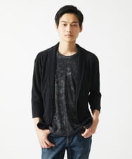 MKCGC03080 MK MICHEL KLEIN HOMME(MKミッシェルクランオム) 【在庫限り！/洗える/７分袖】 シフォンヨウリュウカーディガン ブラック