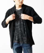 MKCGC03080 MK MICHEL KLEIN HOMME(MKミッシェルクランオム) 【在庫限り！/洗える/７分袖】 シフォンヨウリュウカーディガン ブラック