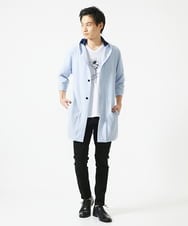 MKCGC32130 MK MICHEL KLEIN HOMME(MKミッシェルクランオム) 【残りわずか/ゆったりサイズ／洗える】サッカーストライプフードカーディガン ライトブルー