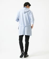 MKCGC32130 MK MICHEL KLEIN HOMME(MKミッシェルクランオム) 【残りわずか/ゆったりサイズ／洗える】サッカーストライプフードカーディガン ライトブルー