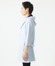 MKCGC32130 MK MICHEL KLEIN HOMME(MKミッシェルクランオム) 【残りわずか/ゆったりサイズ／洗える】サッカーストライプフードカーディガン ライトブルー