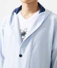 MKCGC32130 MK MICHEL KLEIN HOMME(MKミッシェルクランオム) 【残りわずか/ゆったりサイズ／洗える】サッカーストライプフードカーディガン ライトブルー