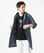 MKCGC32130 MK MICHEL KLEIN HOMME(MKミッシェルクランオム) 【残りわずか/ゆったりサイズ／洗える】サッカーストライプフードカーディガン ブルー