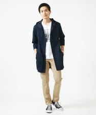 MKCGC32130 MK MICHEL KLEIN HOMME(MKミッシェルクランオム) 【残りわずか/ゆったりサイズ／洗える】サッカーストライプフードカーディガン ネイビー