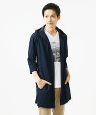 MKCGC32130 MK MICHEL KLEIN HOMME(MKミッシェルクランオム) 【残りわずか/ゆったりサイズ／洗える】サッカーストライプフードカーディガン ネイビー