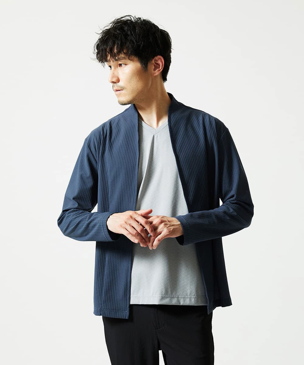 MKCJC31090 MK MICHEL KLEIN HOMME(MKミッシェルクランオム) 【長袖/軽羽織り】スイングメッシュカーディガン ネイビー