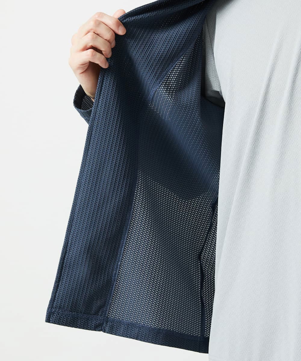 MKCJC31090 MK MICHEL KLEIN HOMME(MKミッシェルクランオム) 【長袖/軽羽織り】スイングメッシュカーディガン ネイビー