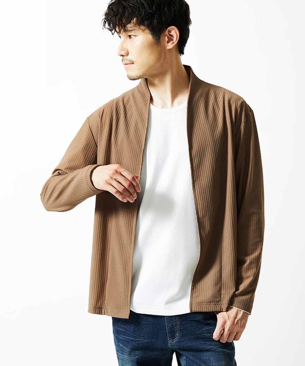 MKCJC31090 MK MICHEL KLEIN HOMME(MKミッシェルクランオム) 【長袖/軽羽織り】スイングメッシュカーディガン ベージュ