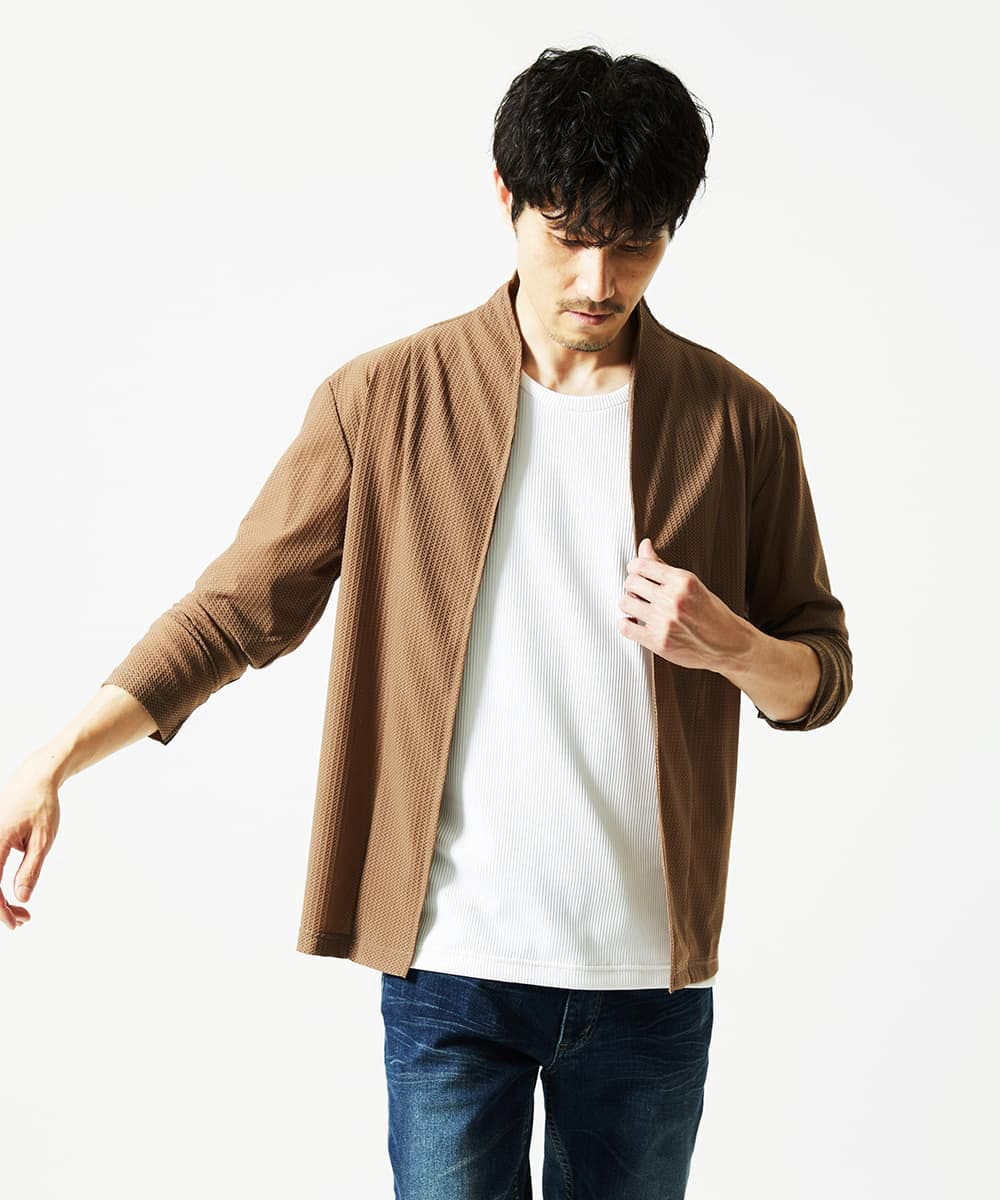 MKCJC31090 MK MICHEL KLEIN HOMME(MKミッシェルクランオム) 【長袖/軽羽織り】スイングメッシュカーディガン ベージュ