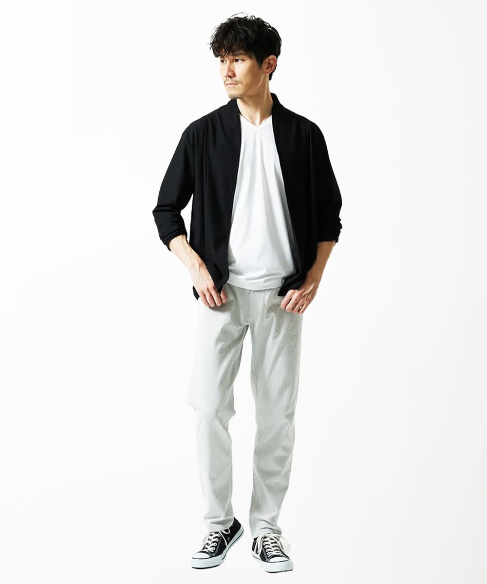 MKCJC31090 MK MICHEL KLEIN HOMME(MKミッシェルクランオム) 【長袖/軽羽織り】スイングメッシュカーディガン ブラック