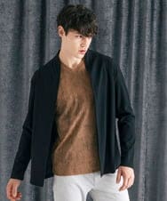 MKCJC31090 MK MICHEL KLEIN HOMME(MKミッシェルクランオム) 【長袖/軽羽織り】スイングメッシュカーディガン ブラック