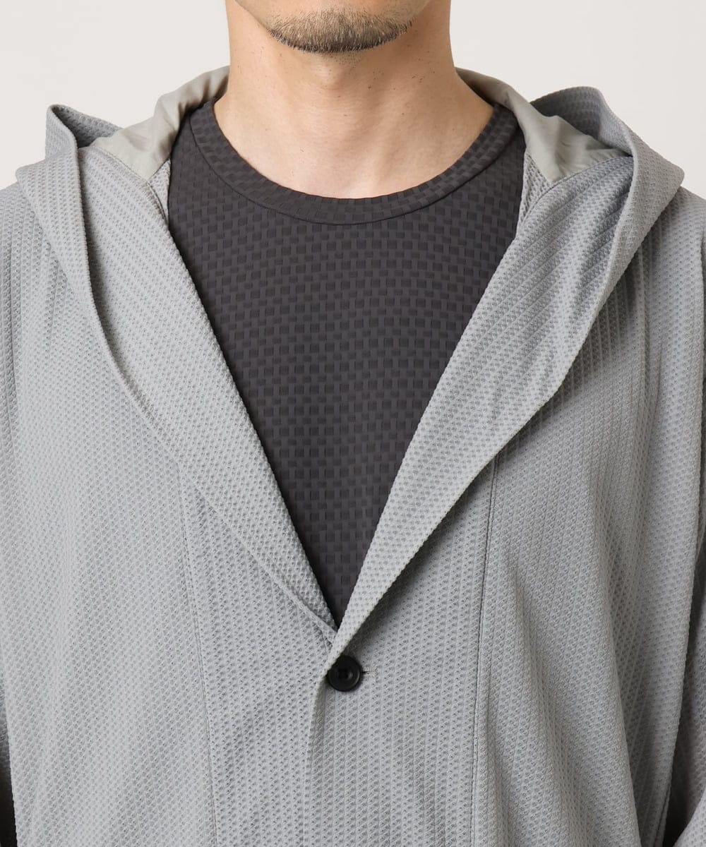 MKCJC32130 MK MICHEL KLEIN HOMME(MKミッシェルクランオム) 【接触冷感】スイングメッシュカーディガン ライトグレー