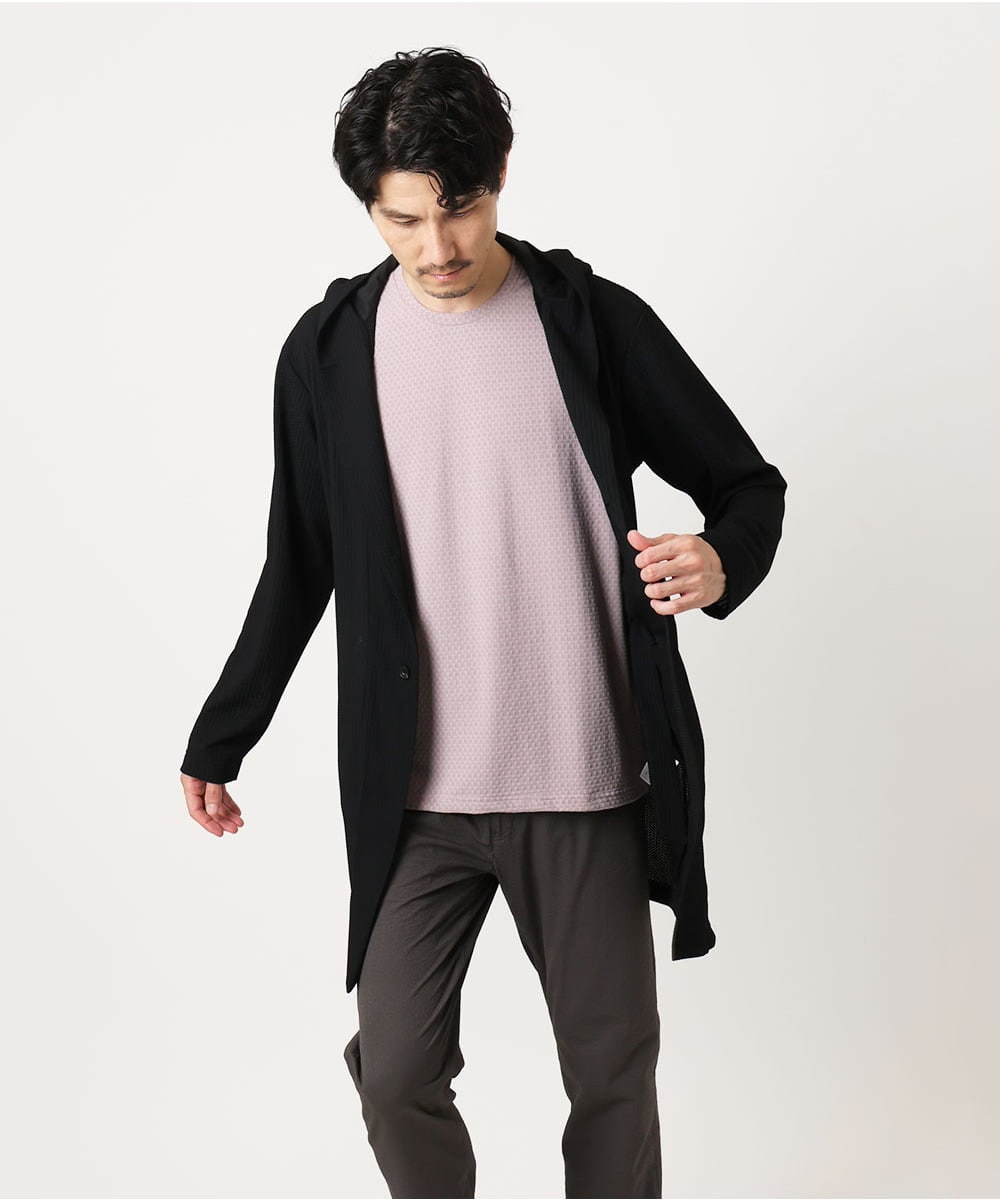 MKCJC32130 MK MICHEL KLEIN HOMME(MKミッシェルクランオム) 【接触冷感】スイングメッシュカーディガン ブラック
