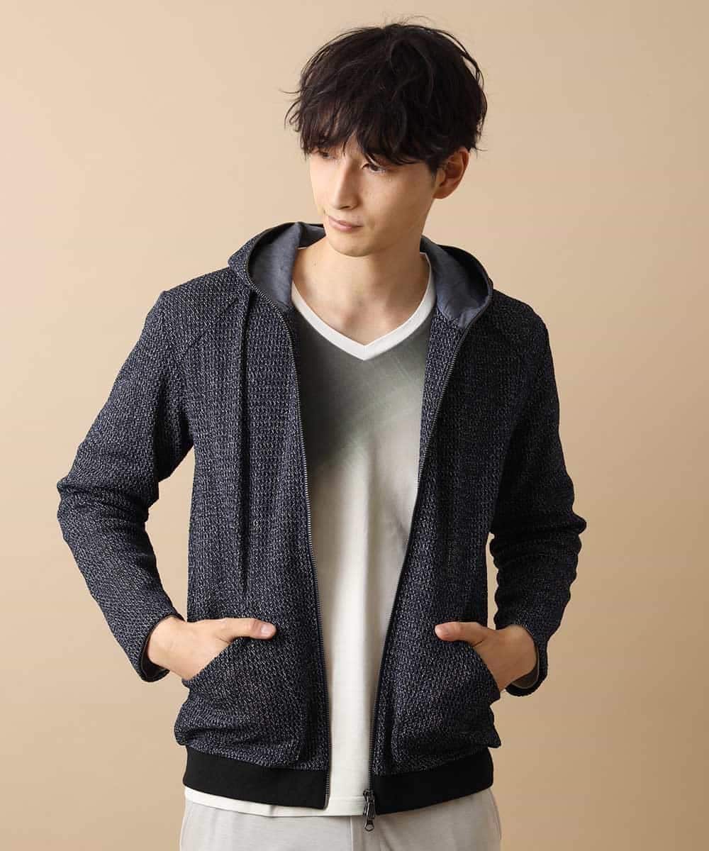 MKCJL06100 MK MICHEL KLEIN HOMME(MKミッシェルクランオム) パーカー／メッシュメランジラッセル ネイビー