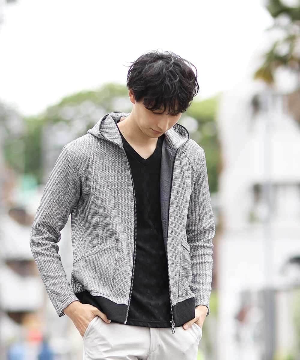 MKCJL06100 MK MICHEL KLEIN HOMME(MKミッシェルクランオム) パーカー／メッシュメランジラッセル グレー