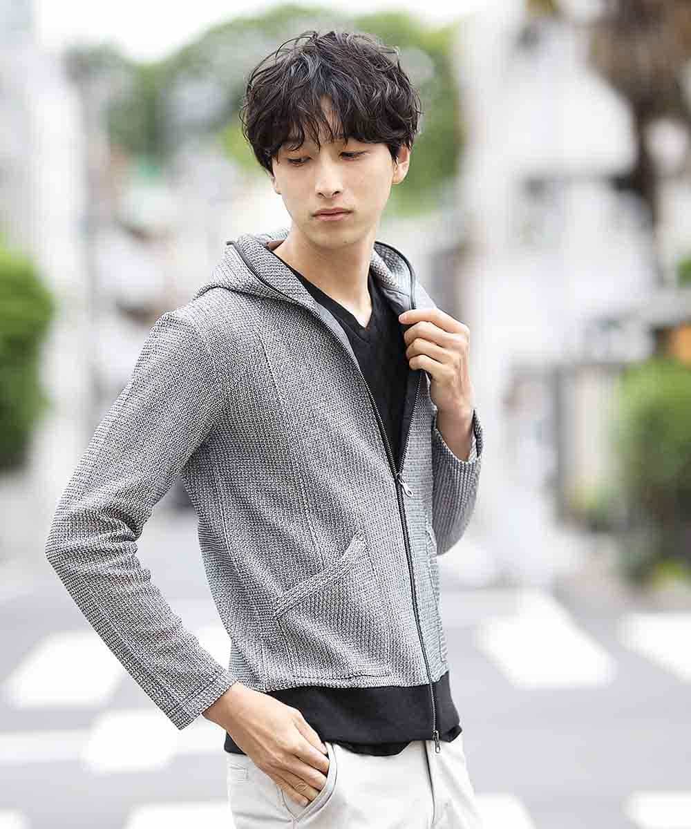 MKCJL06100 MK MICHEL KLEIN HOMME(MKミッシェルクランオム) パーカー／メッシュメランジラッセル グレー
