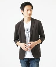 MKDGA51150 MK MICHEL KLEIN HOMME(MKミッシェルクランオム) 【セットアップ対応】七分袖ジャケット / ニュートラルストレッチ ブラウン