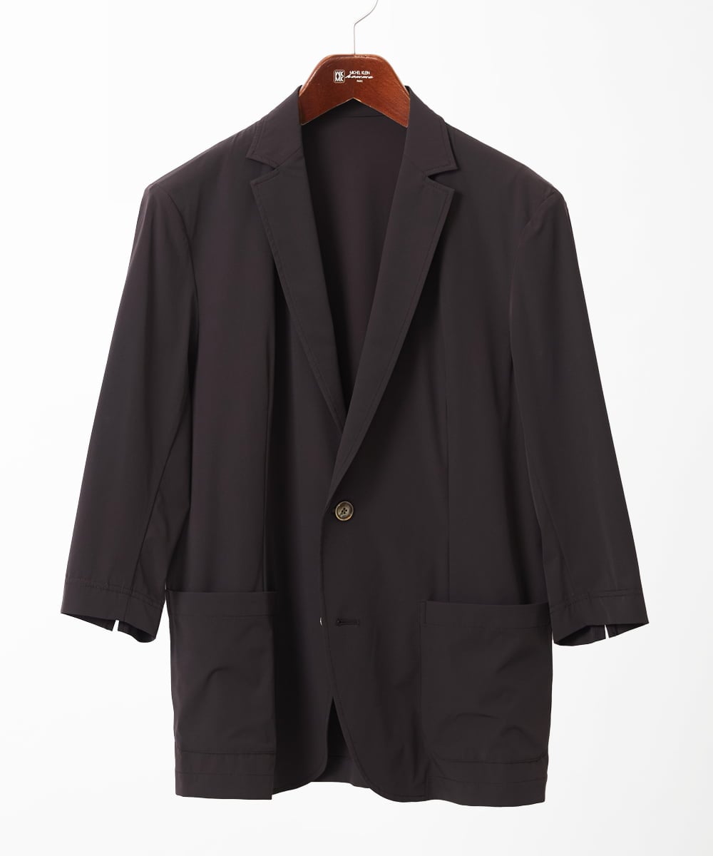MKDGA51150 MK MICHEL KLEIN HOMME(MKミッシェルクランオム) 【セットアップ対応】七分袖ジャケット / ニュートラルストレッチ ブラウン