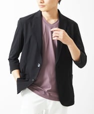 MKDGA51150 MK MICHEL KLEIN HOMME(MKミッシェルクランオム) 【セットアップ対応】七分袖ジャケット / ニュートラルストレッチ ブラック