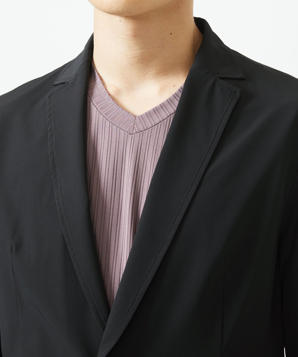 MKDGA51150 MK MICHEL KLEIN HOMME(MKミッシェルクランオム) 【セットアップ対応】七分袖ジャケット / ニュートラルストレッチ ブラック