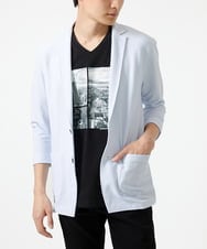 MKDGC32130 MK MICHEL KLEIN HOMME(MKミッシェルクランオム) 【洗える・７分袖】サッカージャージ ジャーディガン  ライトブルー