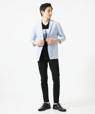 MKDGC32130 MK MICHEL KLEIN HOMME(MKミッシェルクランオム) 【洗える・７分袖】サッカージャージ ジャーディガン  ライトブルー