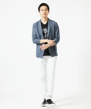 MKDGC32130 MK MICHEL KLEIN HOMME(MKミッシェルクランオム) 【洗える・７分袖】サッカージャージ ジャーディガン  ブルー