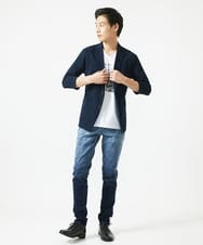 MKDGC32130 MK MICHEL KLEIN HOMME(MKミッシェルクランオム) 【洗える・７分袖】サッカージャージ ジャーディガン  ネイビー