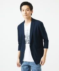 MKDGC32130 MK MICHEL KLEIN HOMME(MKミッシェルクランオム) 【洗える・７分袖】サッカージャージ ジャーディガン  ネイビー