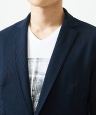 MKDGC32130 MK MICHEL KLEIN HOMME(MKミッシェルクランオム) 【洗える・７分袖】サッカージャージ ジャーディガン  ネイビー