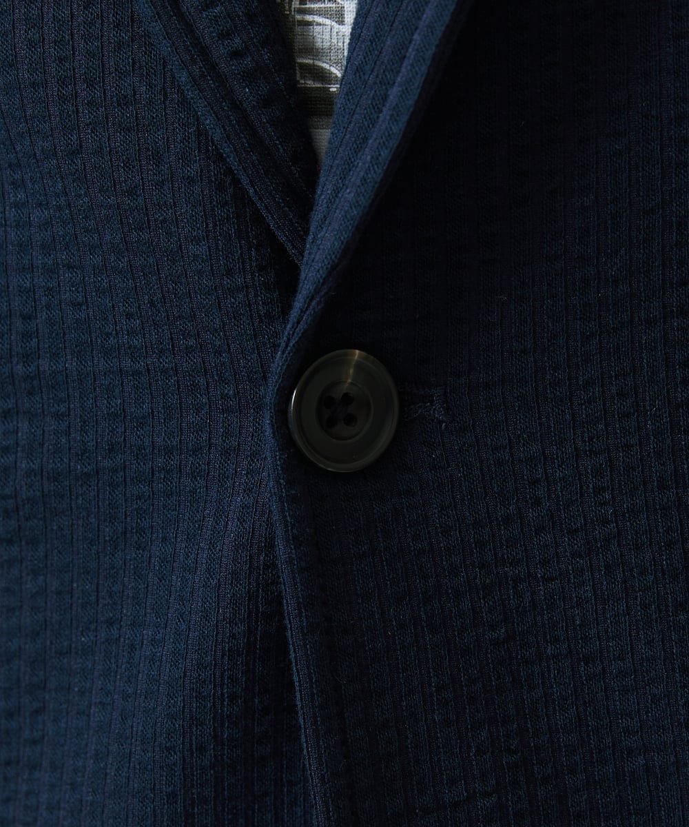MKDGC32130 MK MICHEL KLEIN HOMME(MKミッシェルクランオム) 【洗える・７分袖】サッカージャージ ジャーディガン  ネイビー