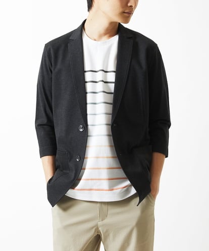 MKDHA62130 MK MICHEL KLEIN HOMME 【洗える / コットン100％】マイクロカノコ７分袖ジャケット