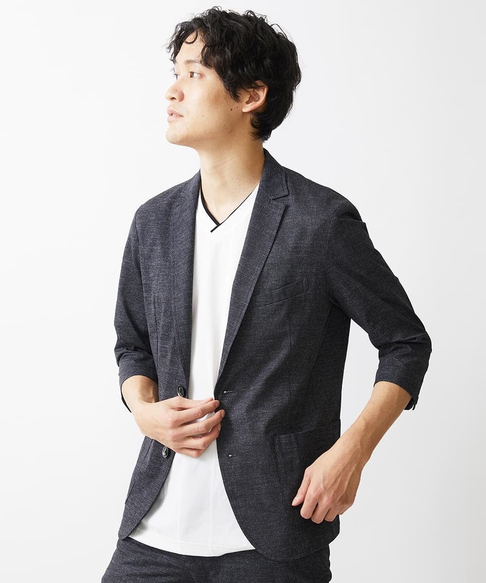 MKDHV68210 MK MICHEL KLEIN HOMME(MKミッシェルクランオム) 【色・サイズ残りわずか】【洗える】テーラード７分袖ジャケット ネイビー