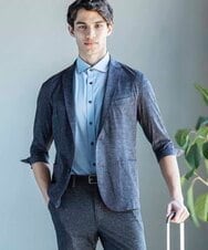 MKDHV68210 MK MICHEL KLEIN HOMME(MKミッシェルクランオム) 【色・サイズ残りわずか】【洗える】テーラード７分袖ジャケット ネイビー