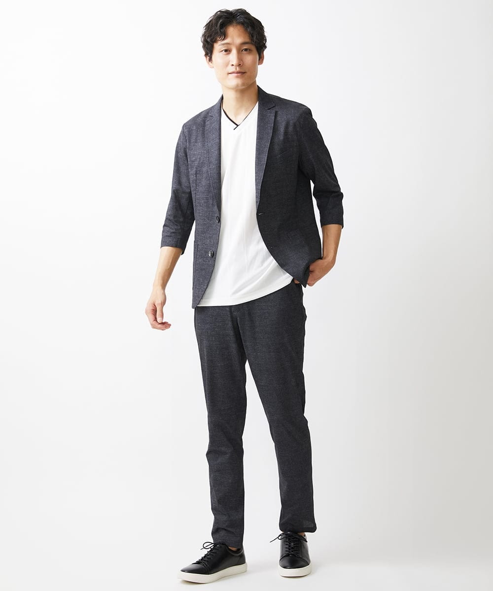 MKDHV68210 MK MICHEL KLEIN HOMME(MKミッシェルクランオム) 【色・サイズ残りわずか】【洗える】テーラード７分袖ジャケット ネイビー