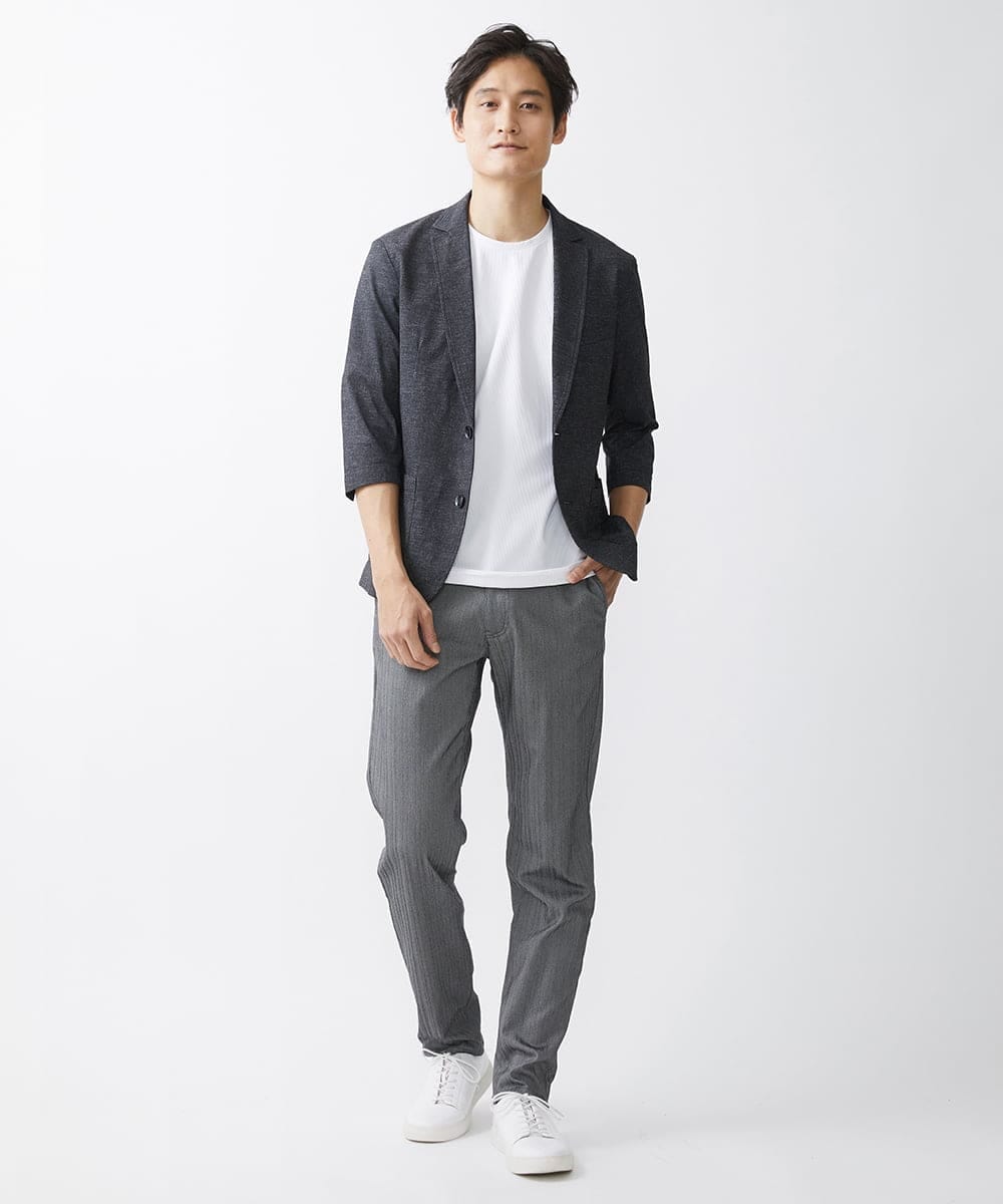 MKDHV68210 MK MICHEL KLEIN HOMME(MKミッシェルクランオム) 【色・サイズ残りわずか】【洗える】テーラード７分袖ジャケット ダークグレー