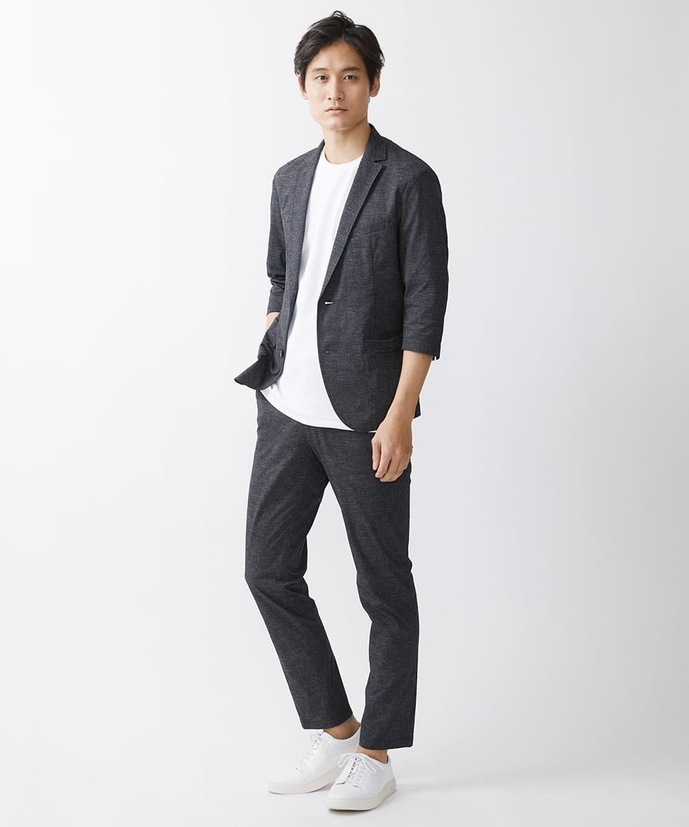 MKDHV68210 MK MICHEL KLEIN HOMME(MKミッシェルクランオム) 【色・サイズ残りわずか】【洗える】テーラード７分袖ジャケット ダークグレー
