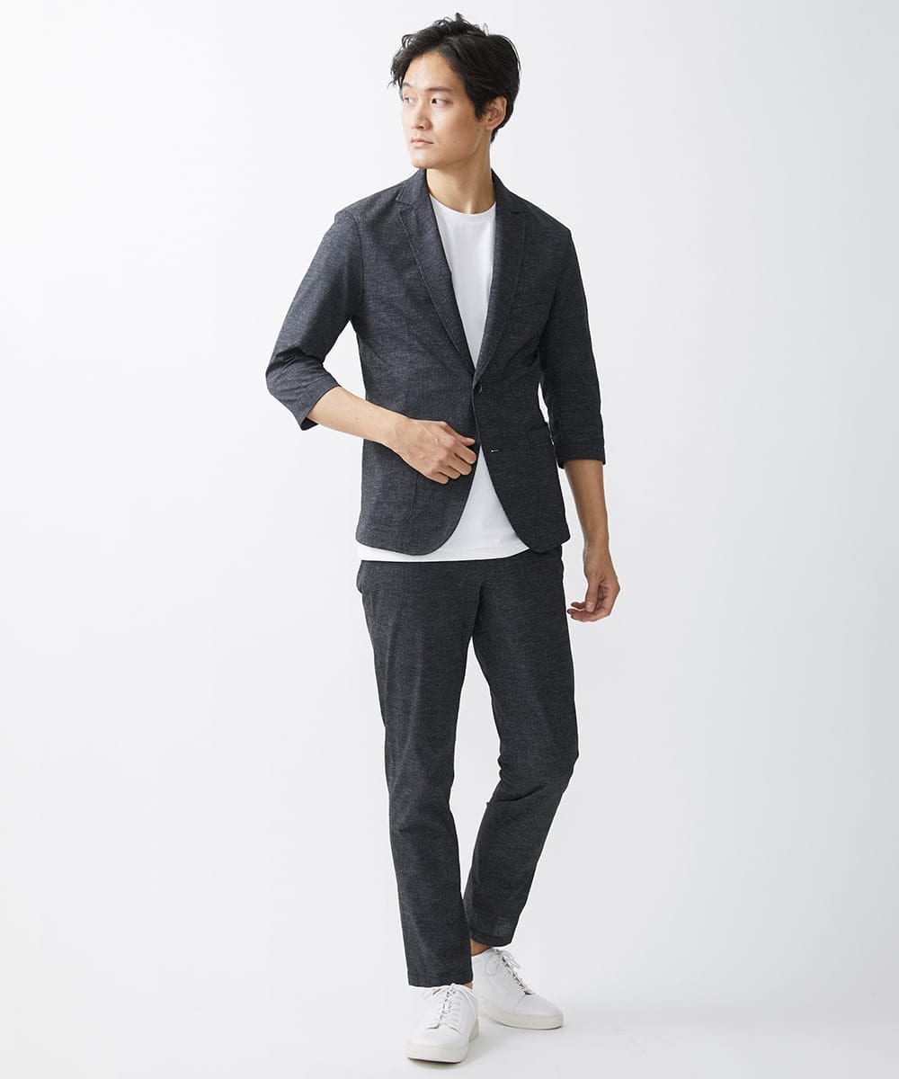 MKDHV68210 MK MICHEL KLEIN HOMME(MKミッシェルクランオム) 【色・サイズ残りわずか】【洗える】テーラード７分袖ジャケット ダークグレー
