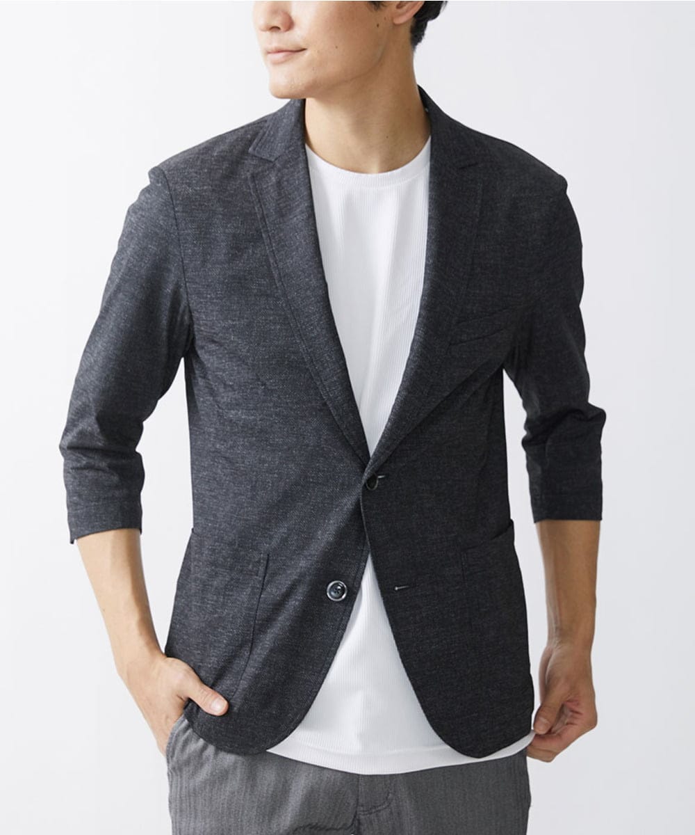 MKDHV68210 MK MICHEL KLEIN HOMME(MKミッシェルクランオム) 【色・サイズ残りわずか】【洗える】テーラード７分袖ジャケット ダークグレー